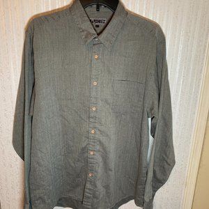 MENS - sz 16.5 Vintage INDEX long sleeve button down gray shirt, herringbone